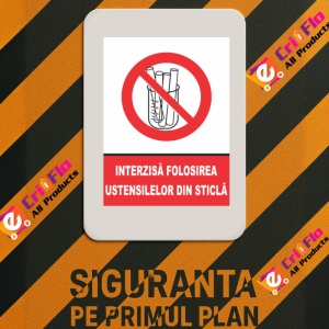 Indicator Interzisa folosirea ustensilelor din sticla, Sticker autocolant - Img 3