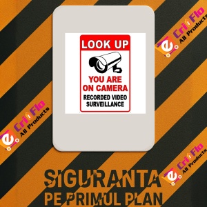 Indicator Look up you are on camera recorded video surveillance, Sticker autocolant - Img 2