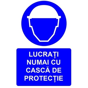 Indicator Lucrati numai cu casca de protectie indicator de obligativitate, Sticker autocolant