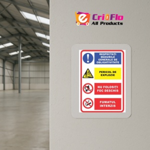 Indicator Masuri generale obligatorii pericol explozie foc deschis fumat interzis, Sticker autocolant - Img 4