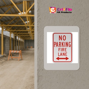 Indicator No Parking Fire Lane Double Arrow Sign, Sticker autocolant - Img 5