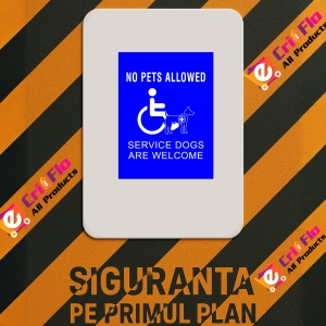 Indicator No Pets Allowed Service Dogs Are Welcome Sign, Sticker autocolant - Img 2