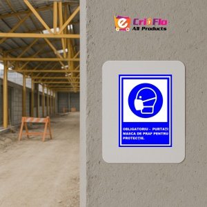 Indicator Obligatoriu purtati masca de praf pentru protectie, Sticker autocolant - Img 5