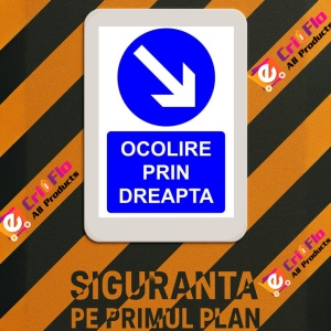 Indicator Ocolire prin dreapta indicator de obligativitate, Sticker autocolant - Img 3