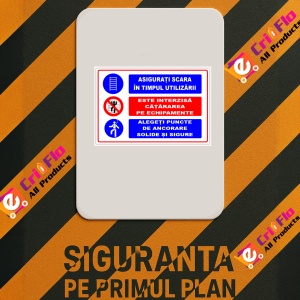 Indicator Panou asigurati scara in timpul utilizarii este interzisa catararea pe echipamente alegeti puncte de ancorare solide si sigure, Sticker autocolant - Img 2