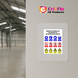 Indicator Panou pentru respectarea respectarea regulilor de protectia si securitatea muncii, Sticker autocolant - Img 3