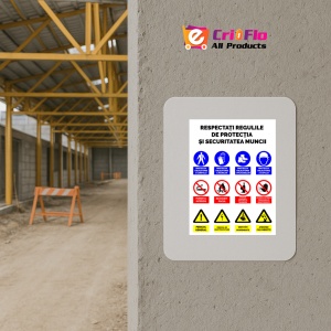 Indicator Panou pentru respectarea respectarea regulilor de protectia si securitatea muncii, Sticker autocolant - Img 5