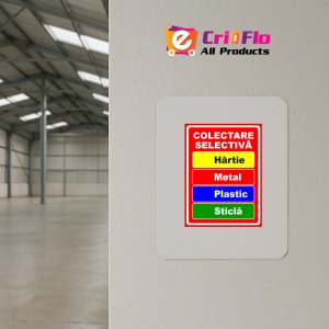 Indicator Pentru colectare selectiva hartie metal plastic sticla, Sticker autocolant - Img 3