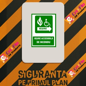 Indicator Pentru iesire accesibila de incendiu cu sageata in dreapta, Sticker autocolant - Img 2