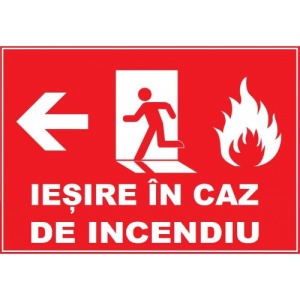 Indicator Pentru iesire in caz de incendiu cu sageata in stanga, Sticker autocolant
