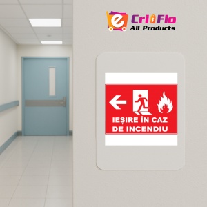 Indicator Pentru iesire in caz de incendiu cu sageata in stanga, Sticker autocolant - Img 4