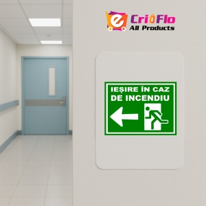 Indicator Pentru iesire in caz de incendiu spre stanga, Sticker autocolant - Img 4