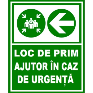 Indicator Pentru loc de adunare in caz de urgenta la stanga, Sticker autocolant
