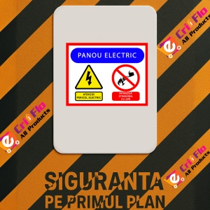 Indicator Pentru panou electric atentie pericol electric interzisa stingerea cu apa, Sticker autocolant - Img 2