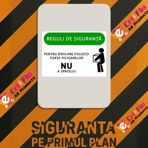 Indicator Pentru ridicare folositi forta picioarelor nu a spatelui, Sticker autocolant - Img 2