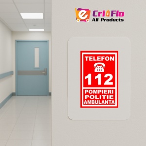 Indicator Pentru telefon 112 pompieri politia ambulanta, Sticker autocolant - Img 4