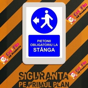 Indicator Pietonii obligatoriu la stanga indicator de obligativitate, Sticker autocolant - Img 3