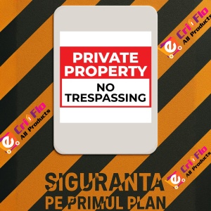 Indicator Private property no trespassing, Sticker autocolant - Img 2
