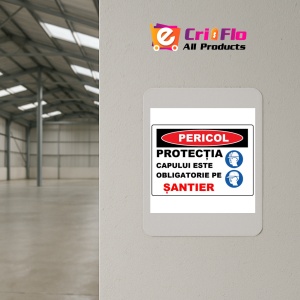 Indicator Protectia capului este obligatorie pe santier, Sticker autocolant - Img 3