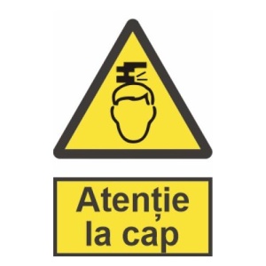 Indicator protectia muncii atentie la cap, Sticker autocolant