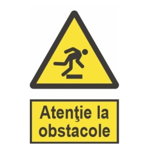 Indicator protectia muncii atentie la obstacole, Sticker autocolant