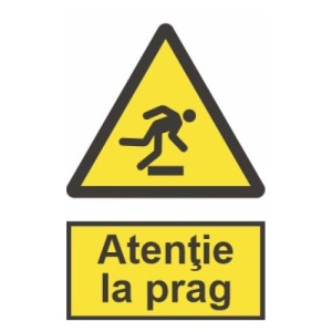 Indicator protectia muncii atentie la prag, Sticker autocolant