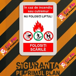 Indicator protectia muncii in caz de incendiu nu folosti liftul, Sticker autocolant - Img 3