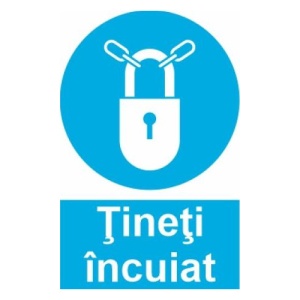 Indicator protectia muncii incuierea obligatorie, Sticker autocolant