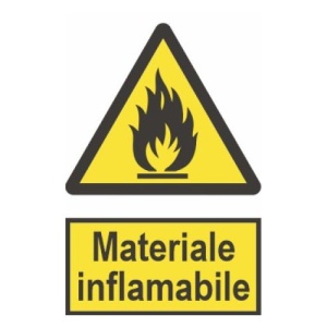 Indicator protectia muncii materiale inflamabile, Sticker autocolant