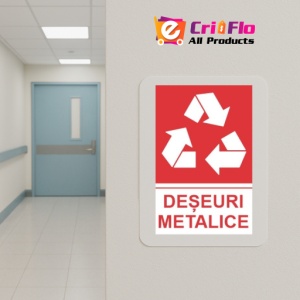 Indicator protectia muncii reciclare deseuri metalice, Sticker autocolant - Img 5