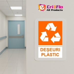 Indicator protectia muncii reciclare deseuri plastic, Sticker autocolant - Img 5