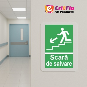 Indicator protectia muncii scara de salvare evacuare, Sticker autocolant - Img 5