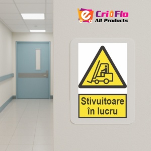 Indicator protectia muncii stivuitoare in lucru, Sticker autocolant - Img 5