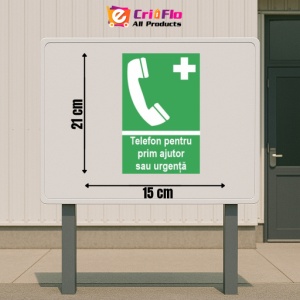 Indicator protectia muncii telefon prim ajutor urgenta, Sticker autocolant - Img 2