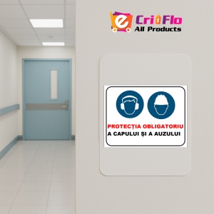 Indicator Protectia obligatoriu a capului si a auzului, Sticker autocolant - Img 4