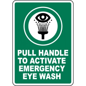 Indicator Pull Handle to Activate Eye Wash Sign, Sticker autocolant