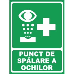 Indicator Punct de spalare a ochilor, Sticker autocolant