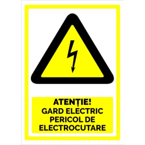 Indicator Semn atentie gard electric pericol de electrocutare, Sticker autocolant