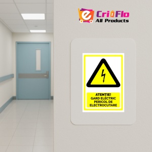 Indicator Semn atentie gard electric pericol de electrocutare, Sticker autocolant - Img 5