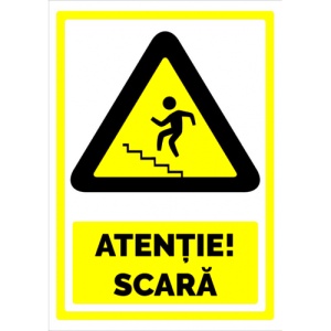 Indicator Semn atentie scara, Sticker autocolant