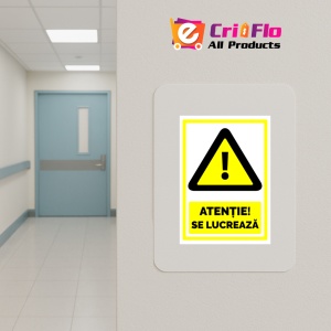Indicator Semn atentie se lucreaza, Sticker autocolant - Img 5
