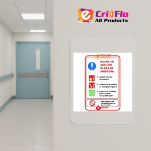 Indicator Semn cu modul in caz de incendiu, Sticker autocolant - Img 5