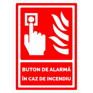 Indicator Semn de buton de alarma in caz de incendiu, Sticker autocolant