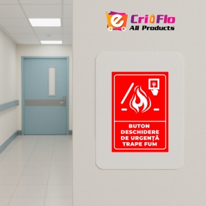 Indicator Semn de buton deschidere de urgenta trapa pentru fum, Sticker autocolant - Img 5