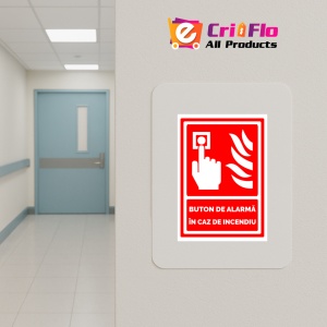 Indicator Semn de buton pentru alarma in caz de incendiu, Sticker autocolant - Img 5