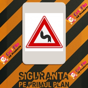 Indicator Semn de circulatie curba la stanga, Sticker autocolant - Img 3