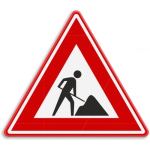Indicator Semn de circulatie lucrari, Sticker autocolant