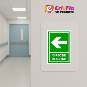 Indicator Semn de directie cu sageata de evacuare in stanga, Sticker autocolant - Img 5
