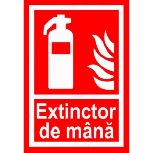 Indicator Semn de extinctor de mana, Sticker autocolant