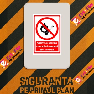 Indicator Semn de fumat interzis si accesul cu flacara deschisa, Sticker autocolant - Img 3